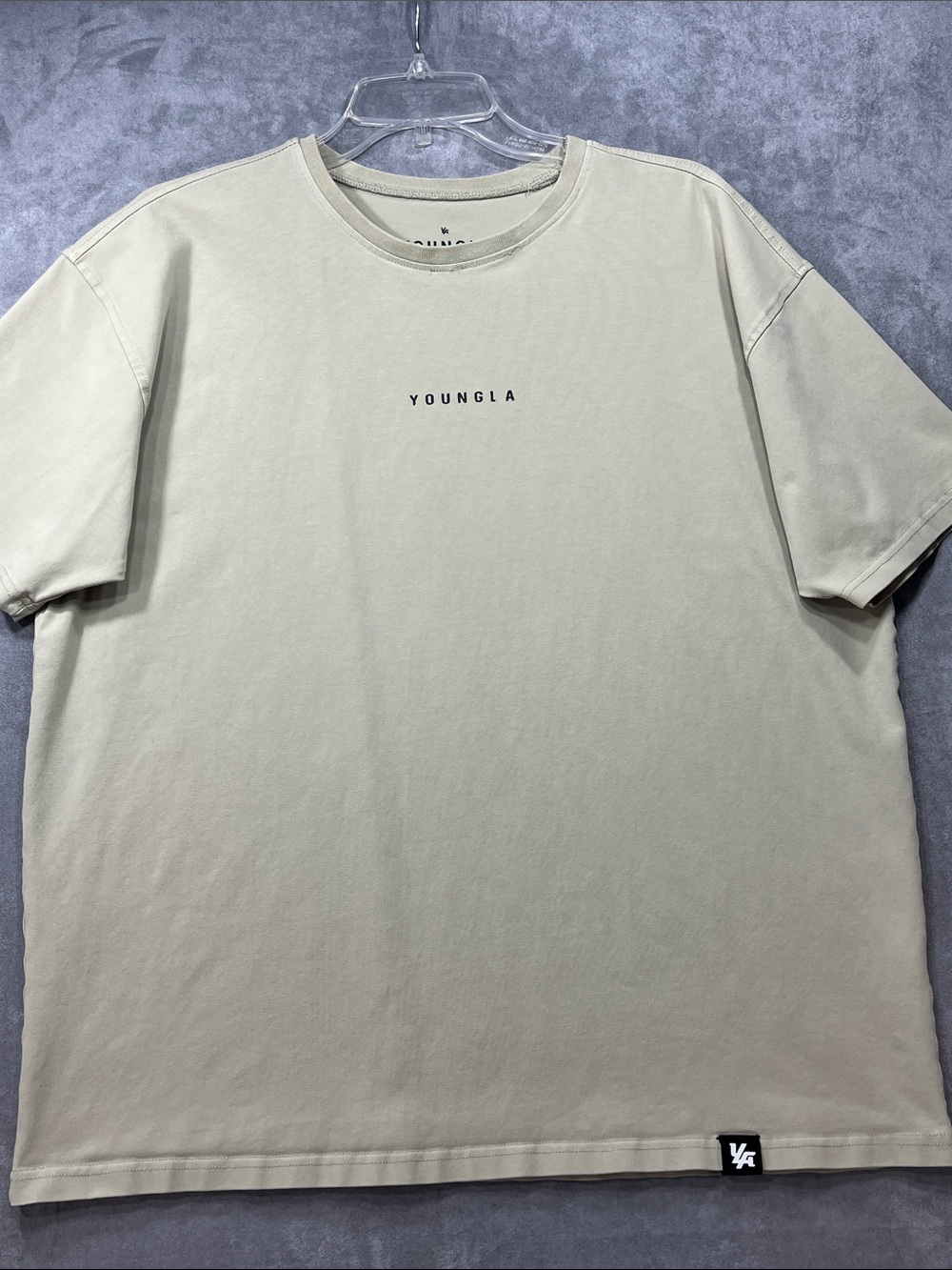YoungLA Men’s Large Sage Oversized Gym Tee Minimal Logo Shirt